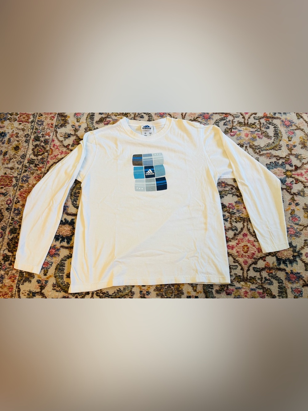 Vintage Adidas Trefoil Spell Out Grid Tee - 100% Cotton